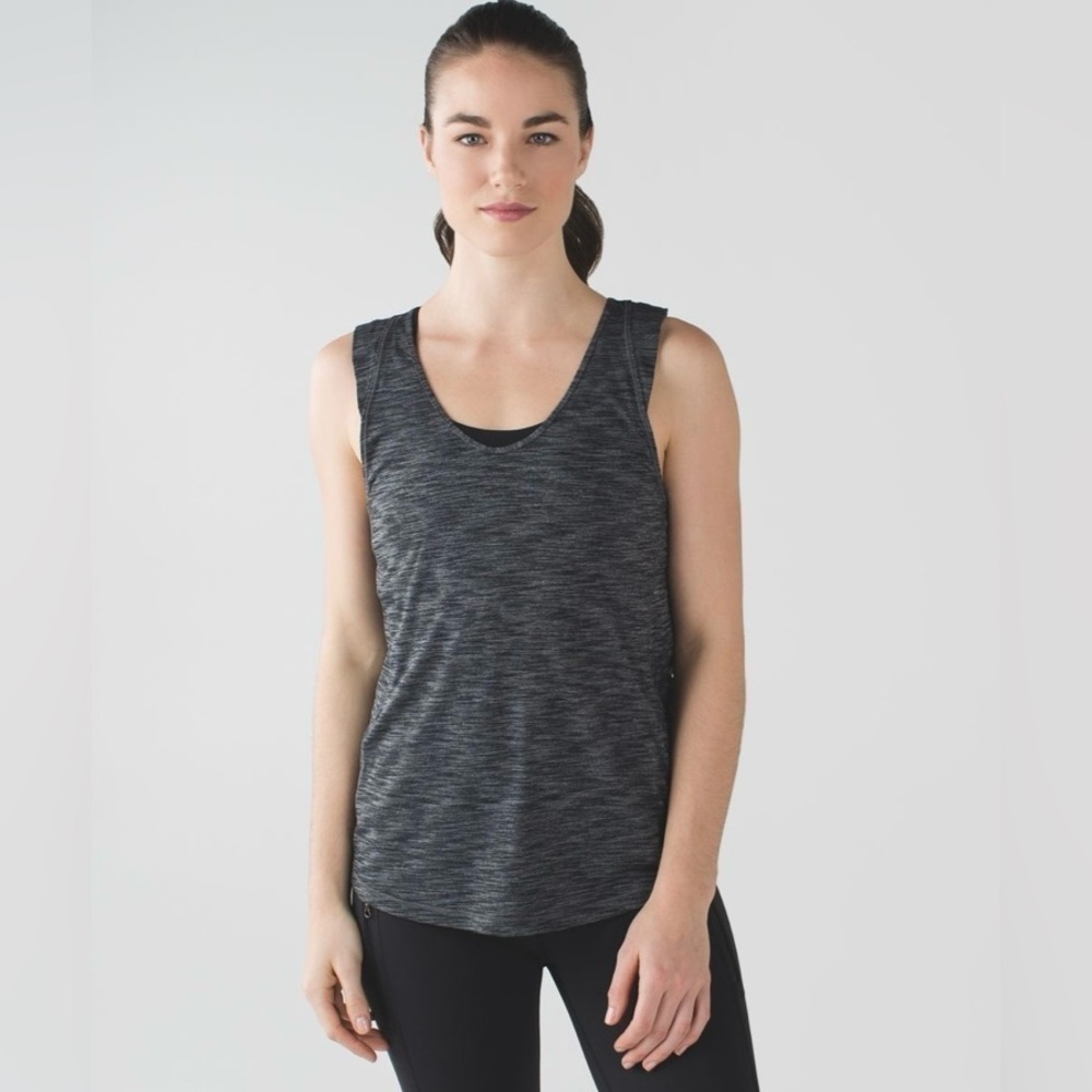 Lululemon Sweat It Out Heathered Black Tank